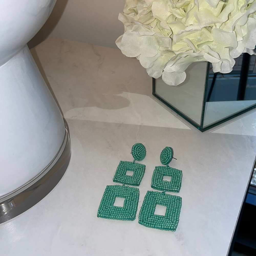 Turquoise dangle bauble bar earrings